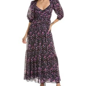 Isabel Marant Black and Pink Floral Maxi Dress Leoniza dress size 36